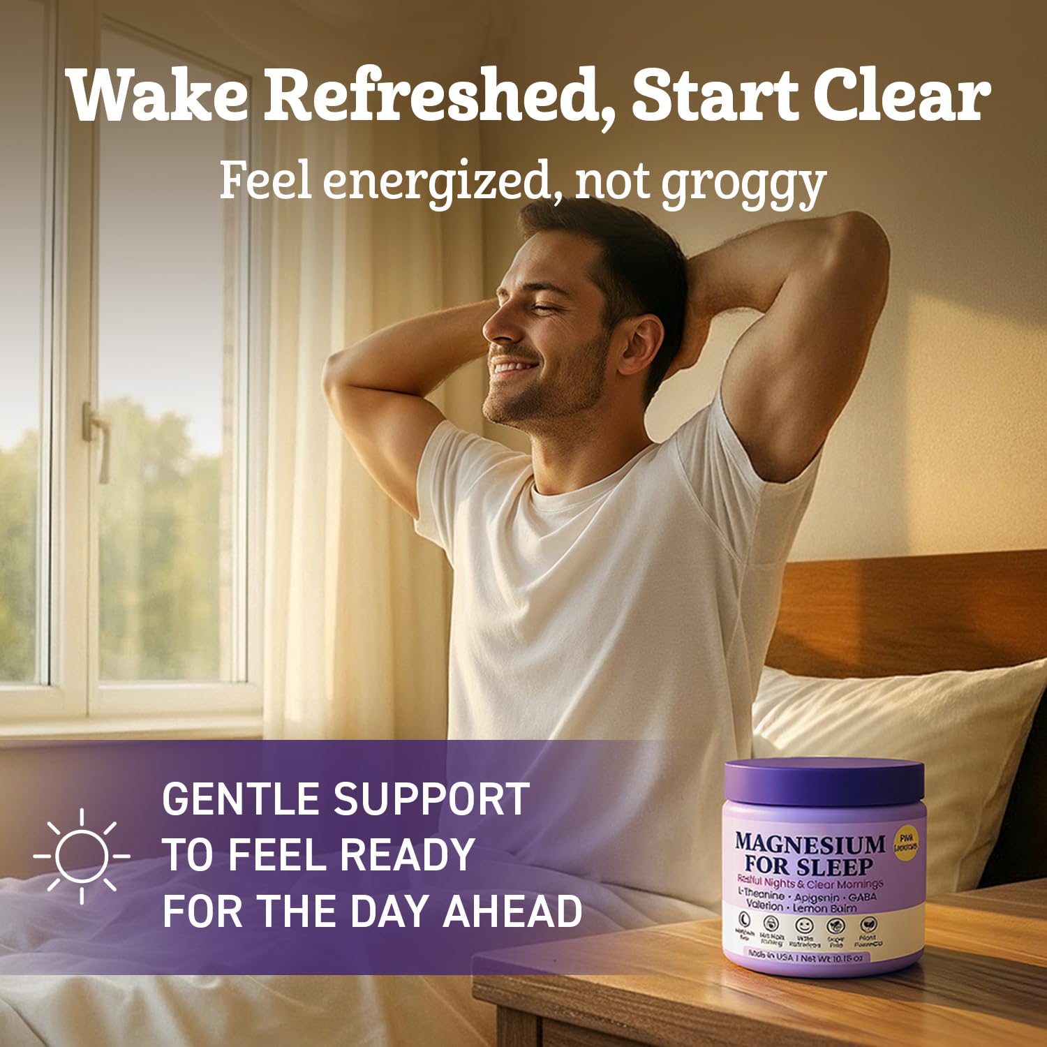 Dr. Matthew magnesium glycinate sleep supplement 240g powder in a glass of water