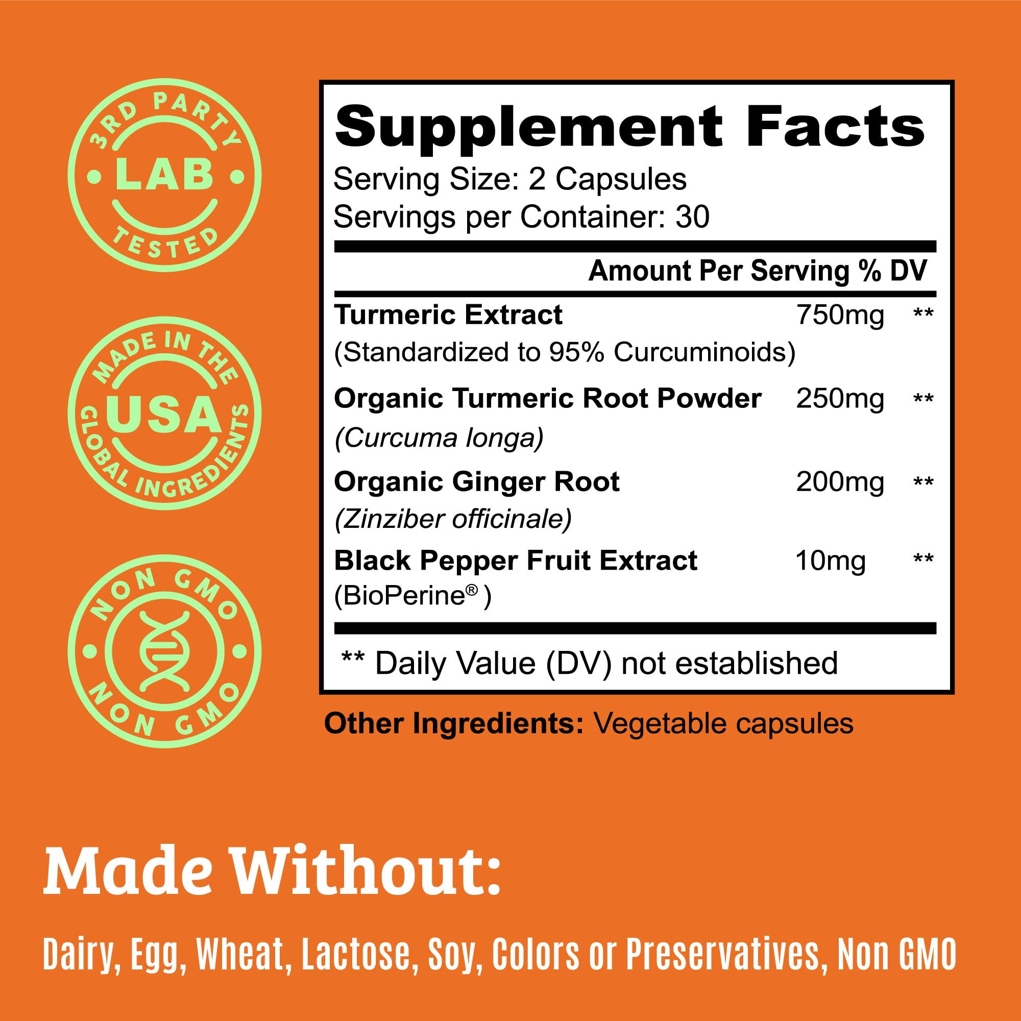 Dr. Matthew Turmeric Curcumin 1000mg Capsules side view
