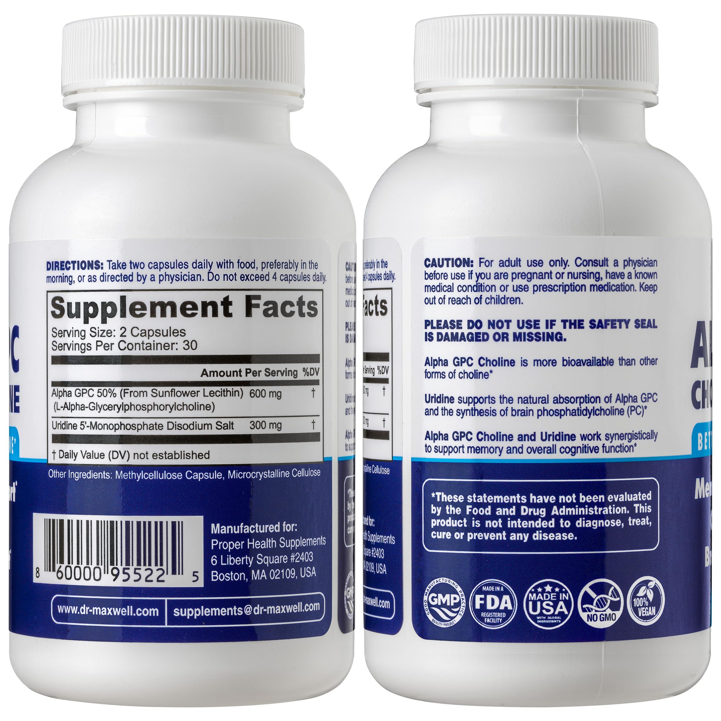 Dr. Maxwell Alpha GPC Choline + Uridine Monophosphate side view