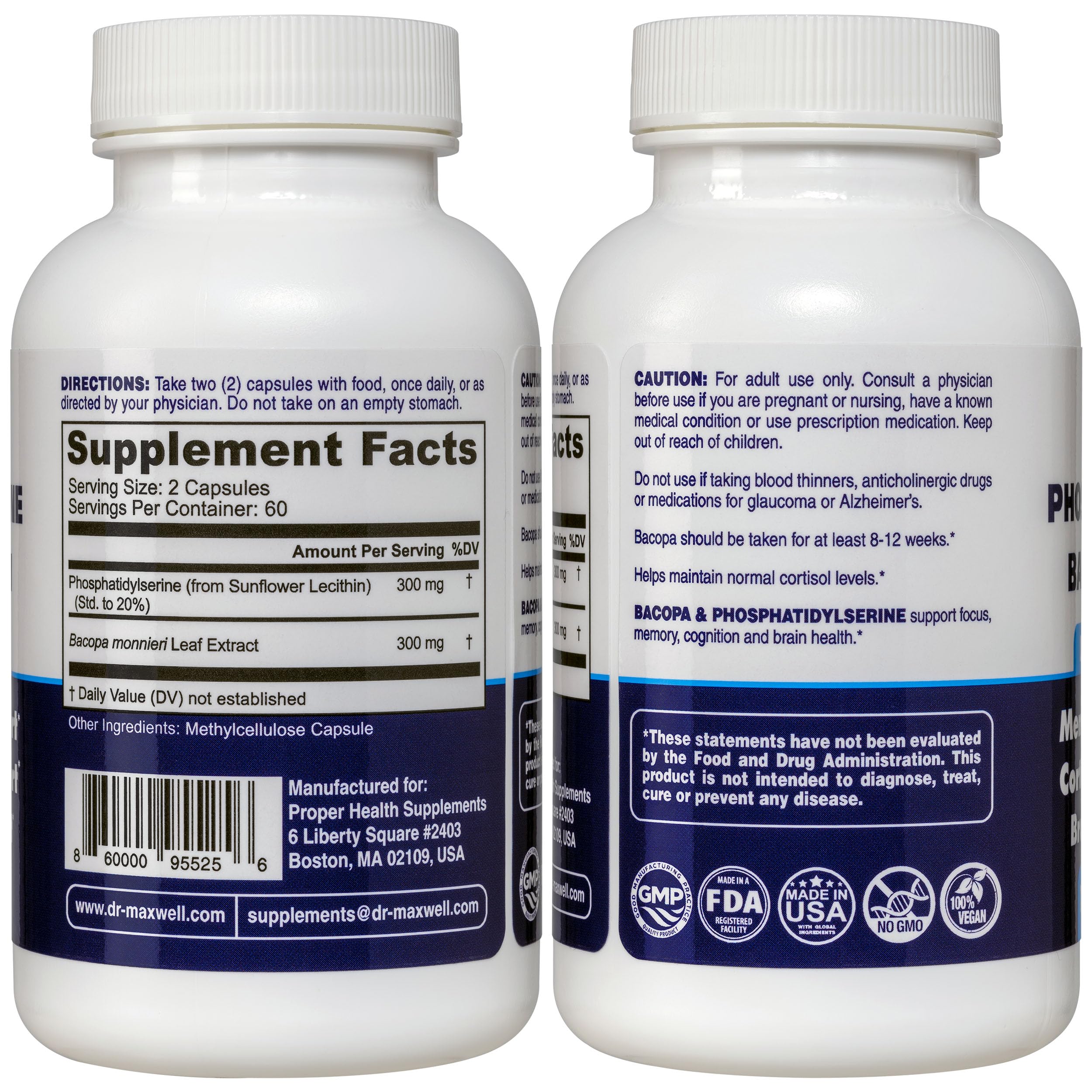 Dr. Maxwell Bacopa Monnieri 300mg supplement side view