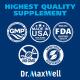 Dr. Maxwell daily wellness Support Capsules with a measuring spoon