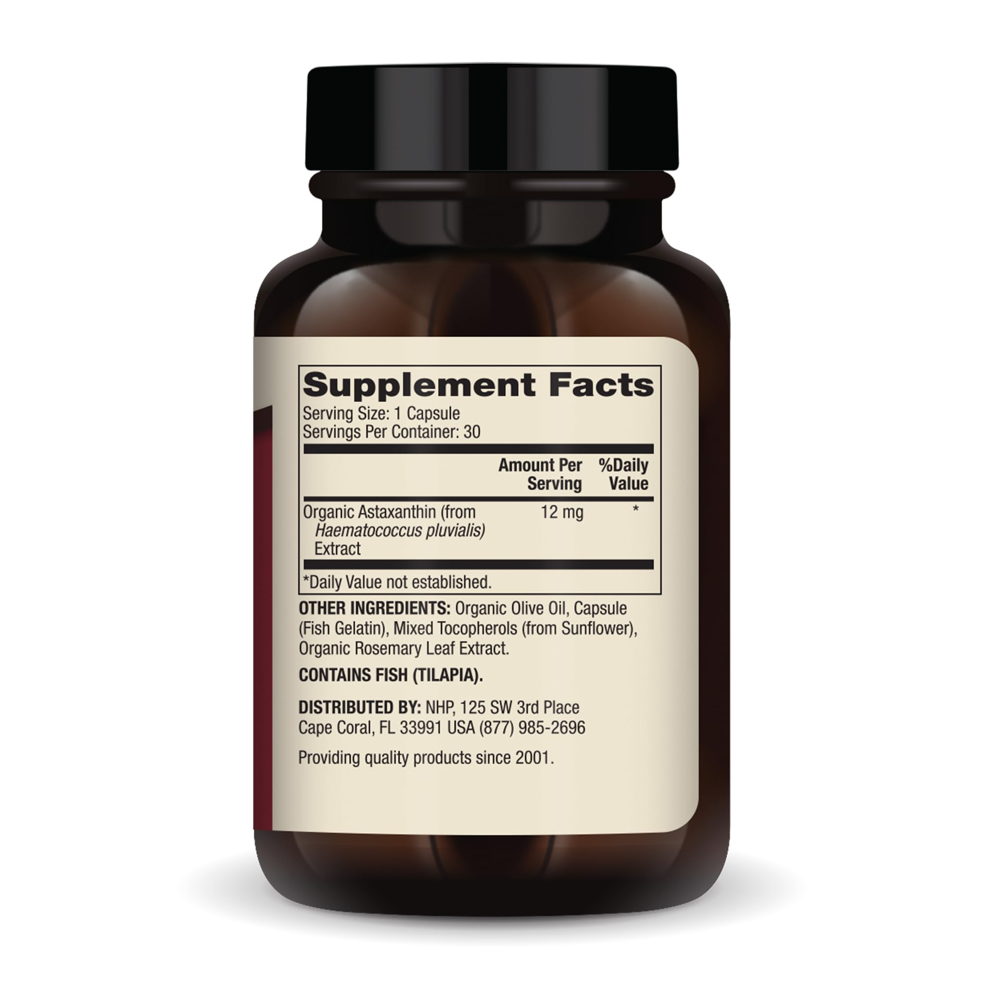 Dr. Mercola Astaxanthin 12mg capsules side view