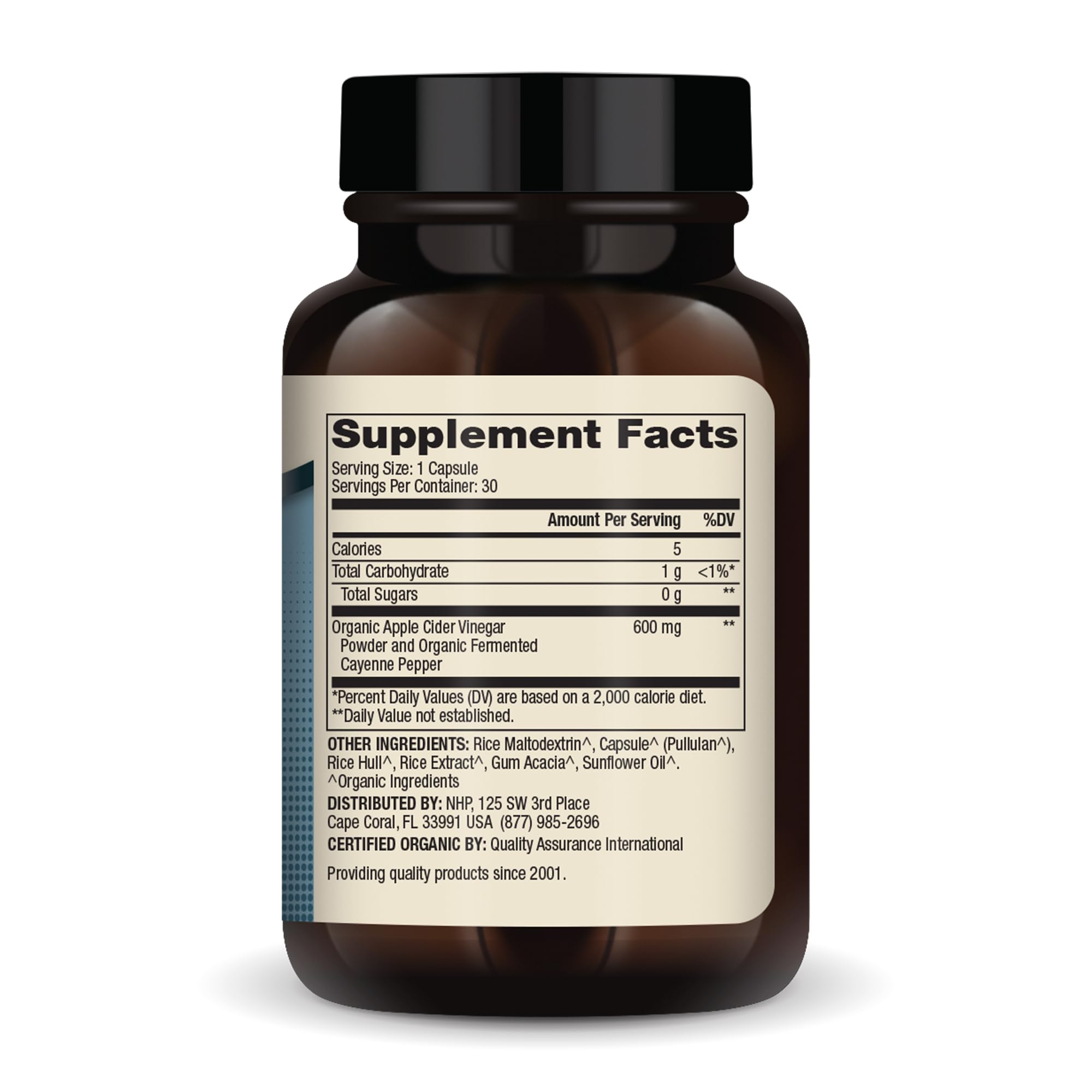 Dr. Mercola Biothin ACV and Cayenne supplement side view