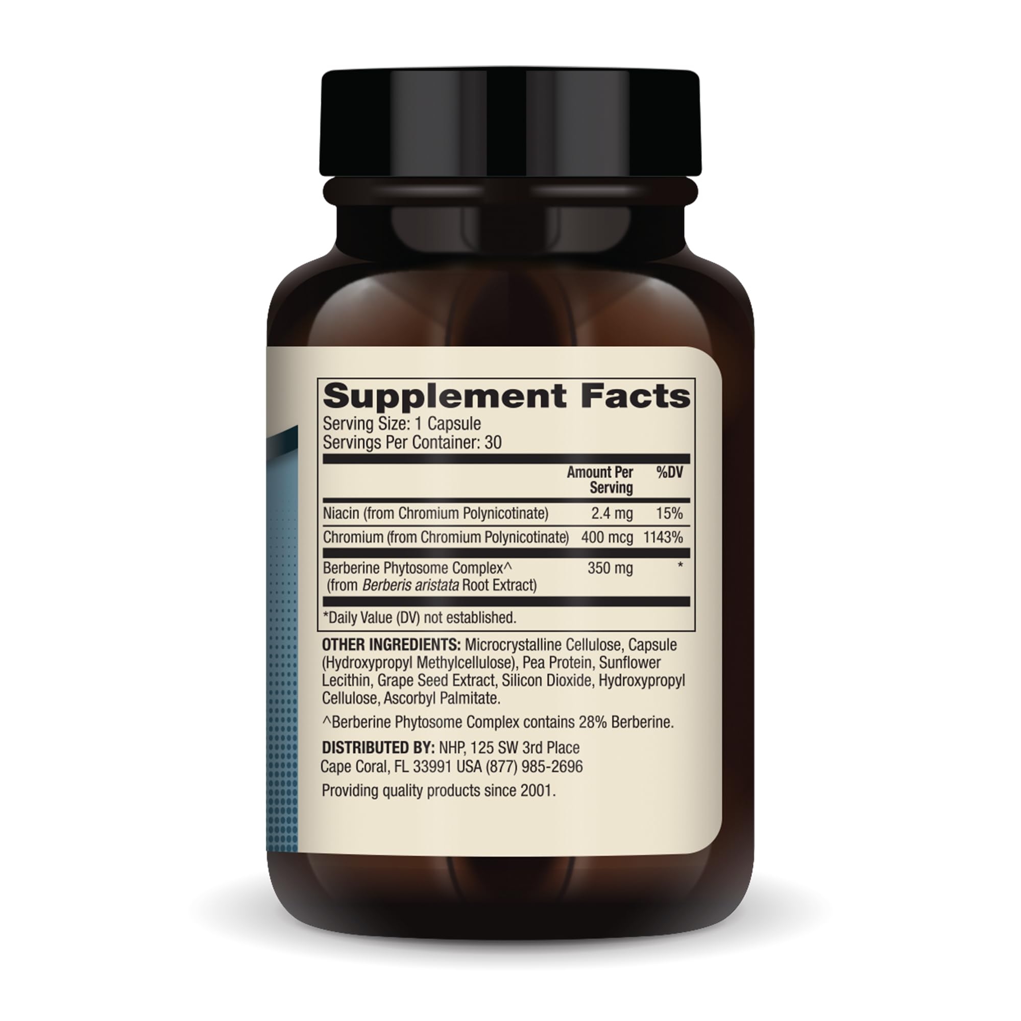 Dr. Mercola Biothin Berberine with Chromium bottle side view