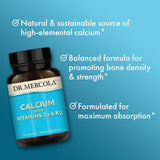 Dr. Mercola Calcium with Vitamins D3 and K2 125mg Capsules with packaging