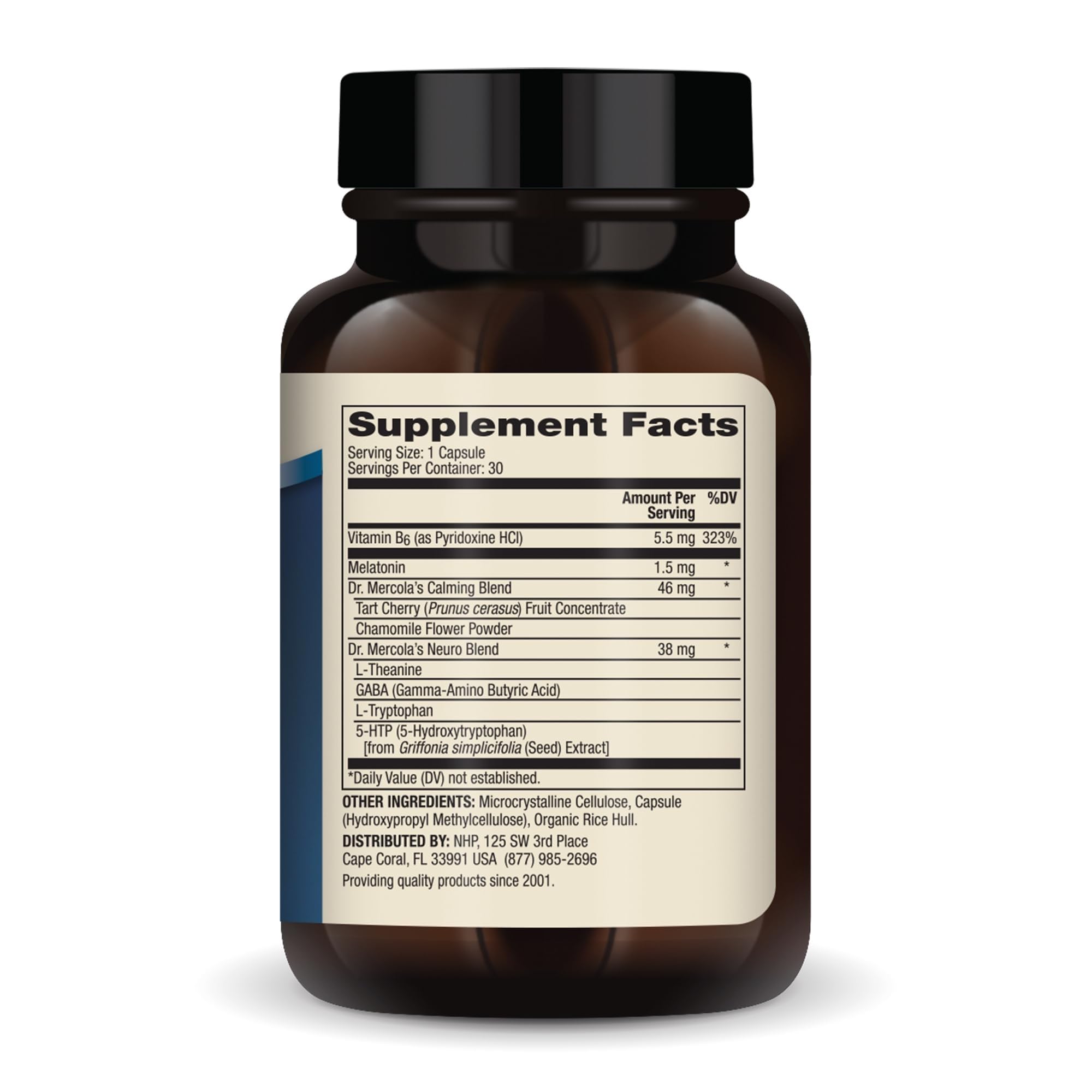 Dr. Mercola Capsules 10mg Melatonin side view