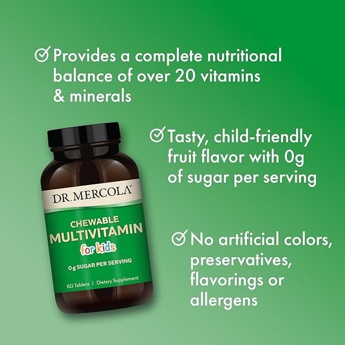 Dr. Mercola Chewable Multivitamin for Kids nutritional information