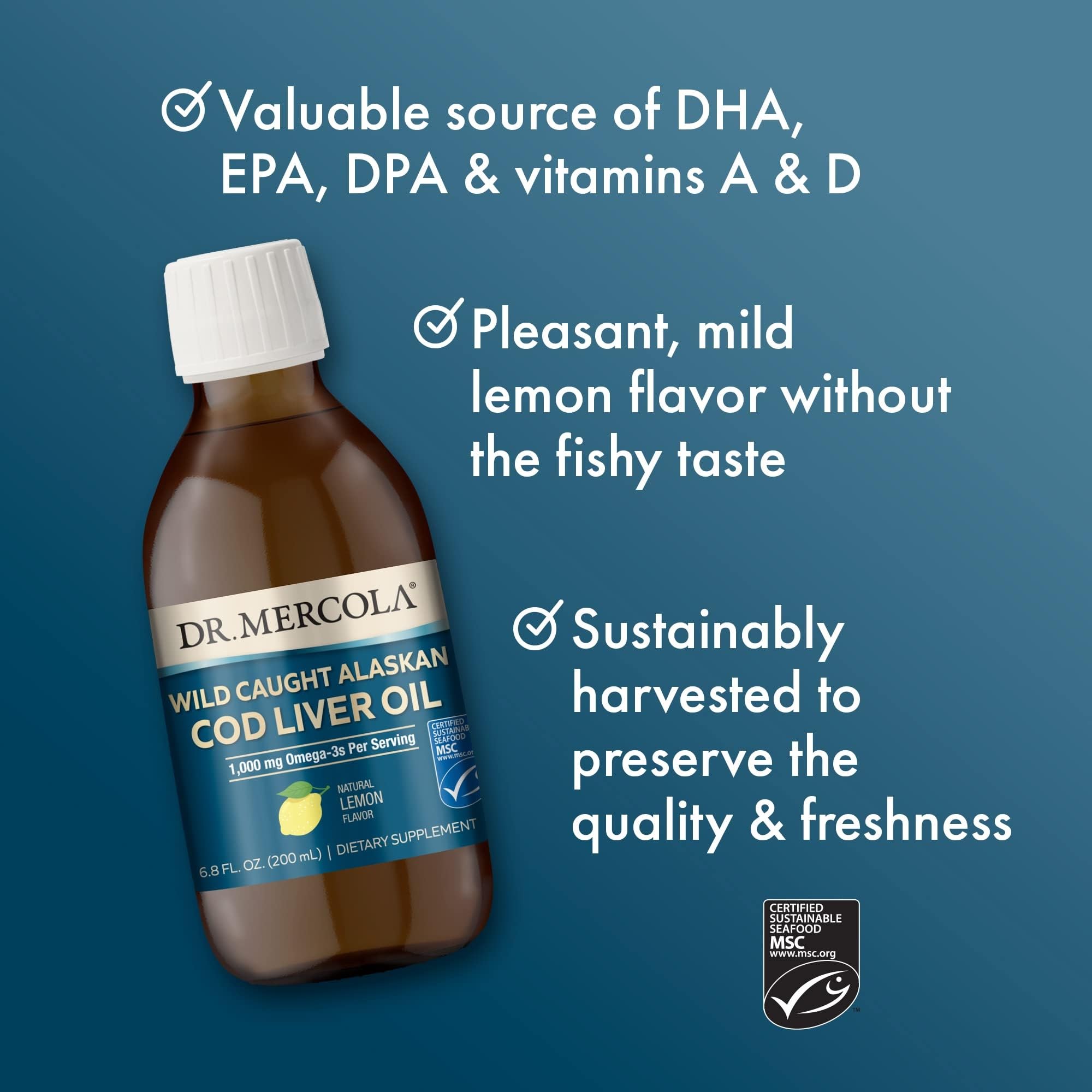 Dr. Mercola Cod Liver Oil 322g with organic lemon oil