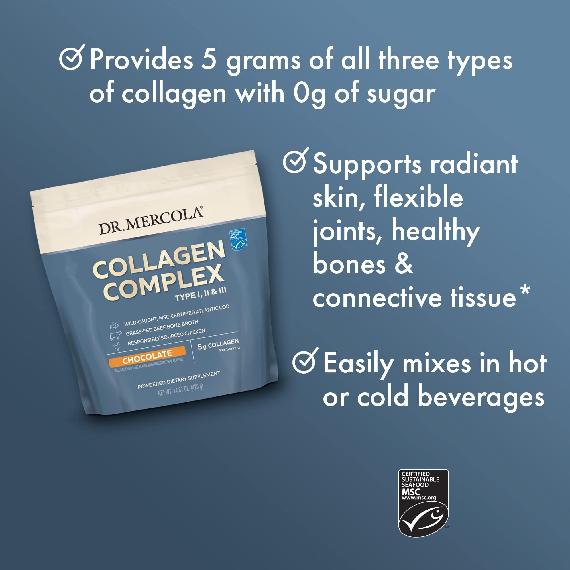 Dr. Mercola Collagen Complex Powder mixed in a glass of water