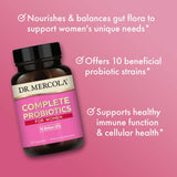 Dr. Mercola Complete Probiotics for Women back view packaging