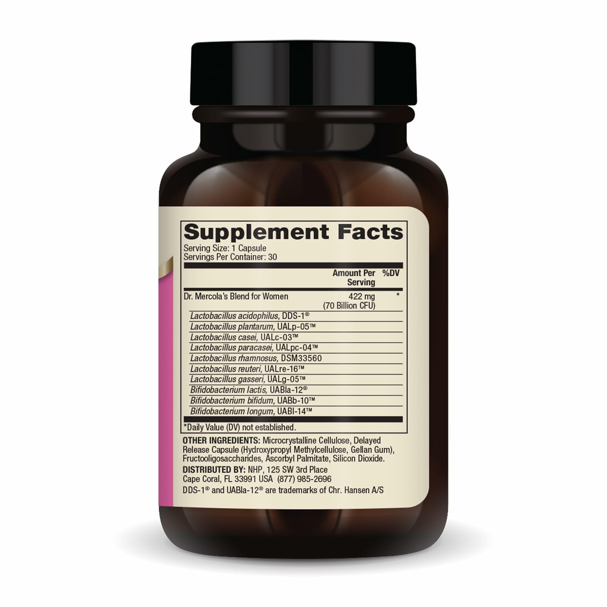 Dr. Mercola Complete Probiotics for Women capsules close-up