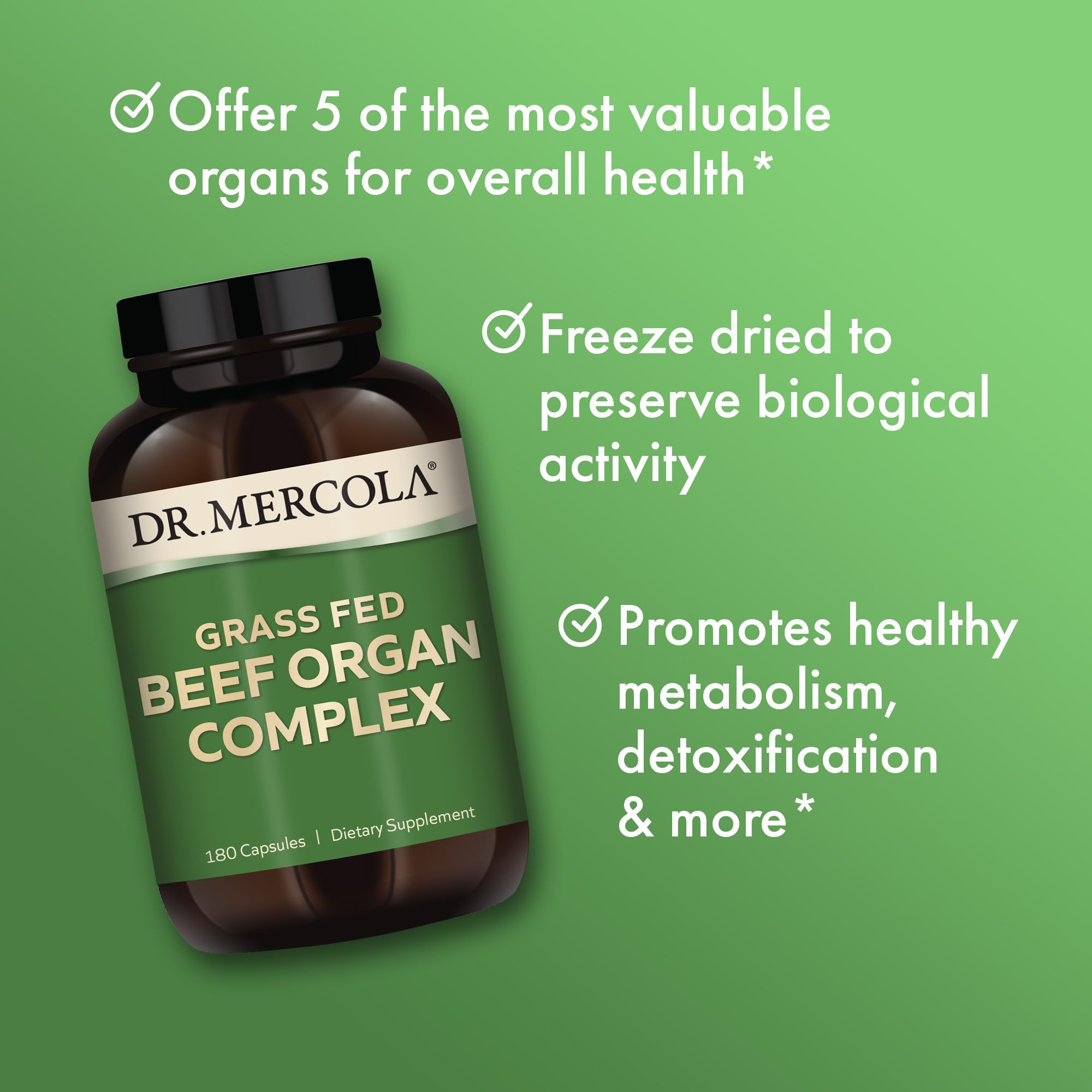 Dr. Mercola Grass Fed Beef Organ Complex ingredients list