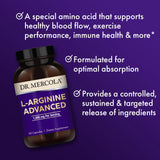 Dr. Mercola L-Arginine Advanced capsules on a wooden table