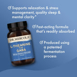Dr. Mercola L-Theanine plus GABA 200mg capsules bottle with label