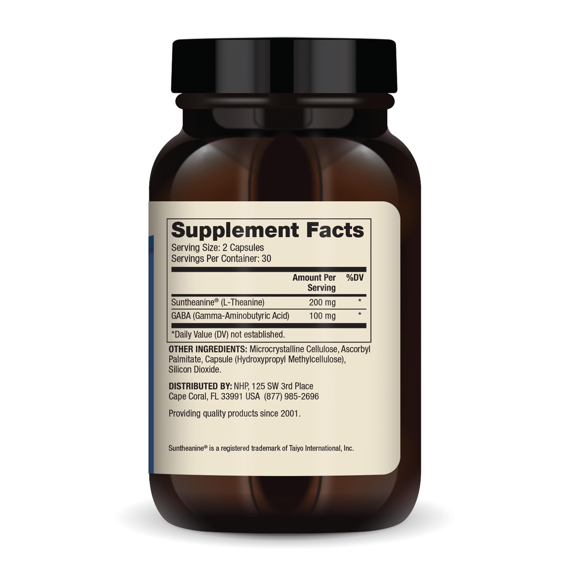 Dr. Mercola L-Theanine plus GABA 200mg capsules side view