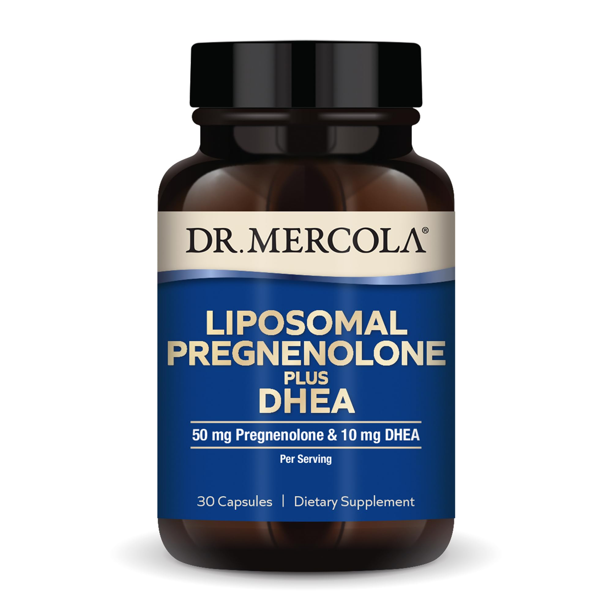 Dr. Mercola Liposomal Pregnenolone Plus DHEA 50mg 10mg capsule front view