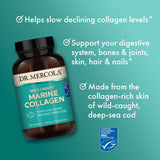 Dr. Mercola Marine Collagen Tablets with nutrition facts displayed