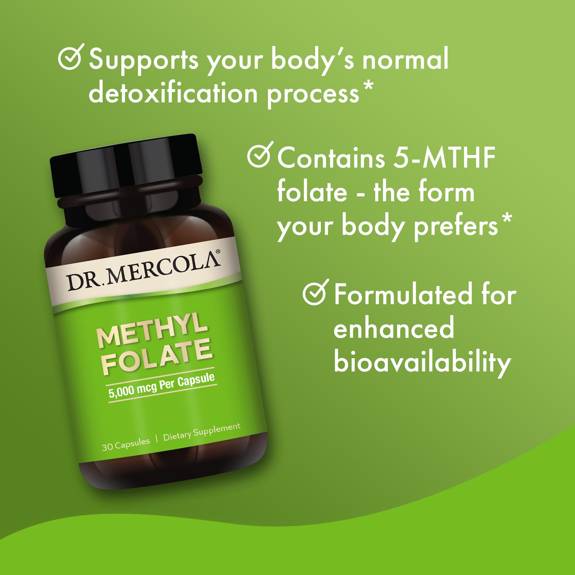 Dr. Mercola Methyl Folate 5 mg Capsules close-up of capsules