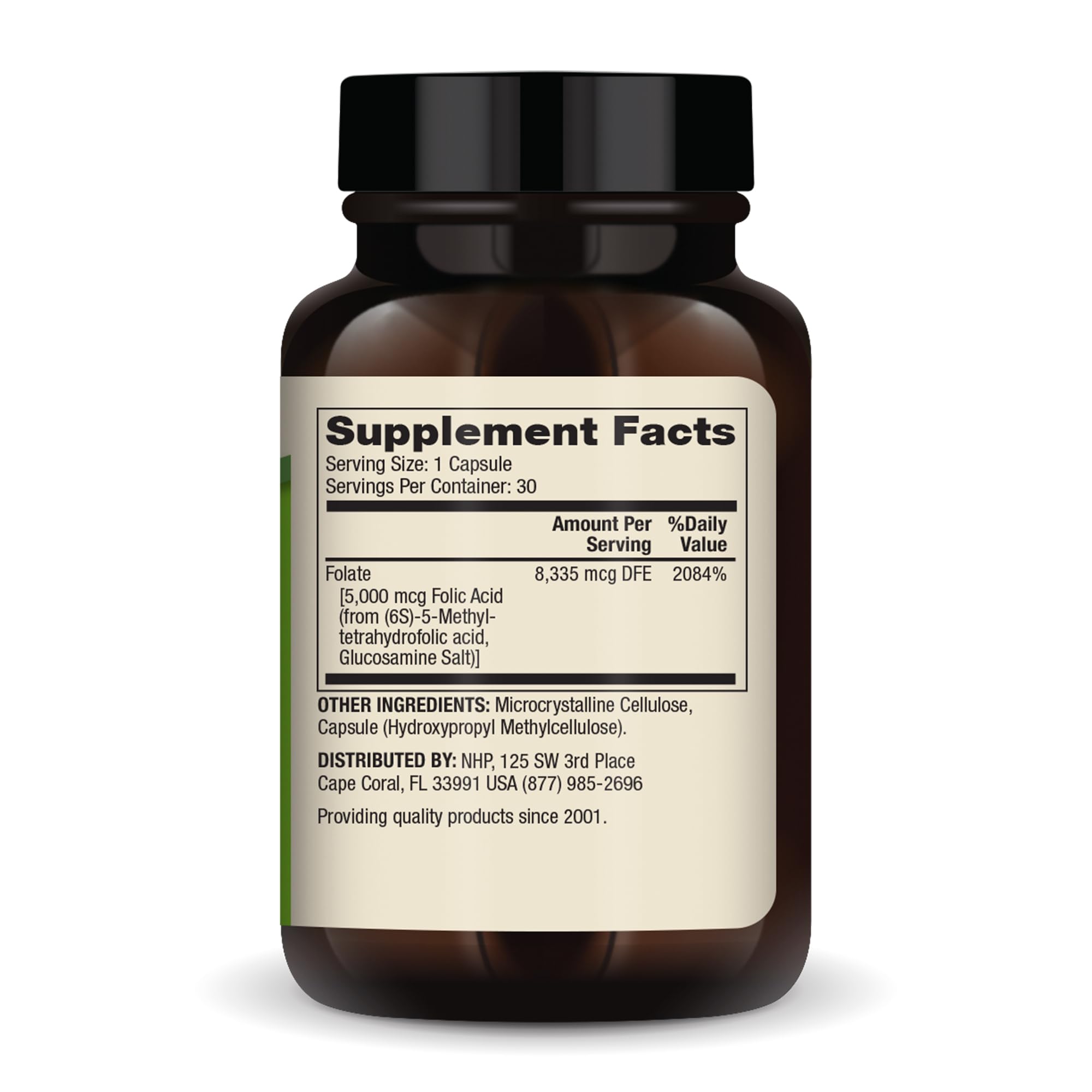 Dr. Mercola Methyl Folate 5 mg Capsules side view