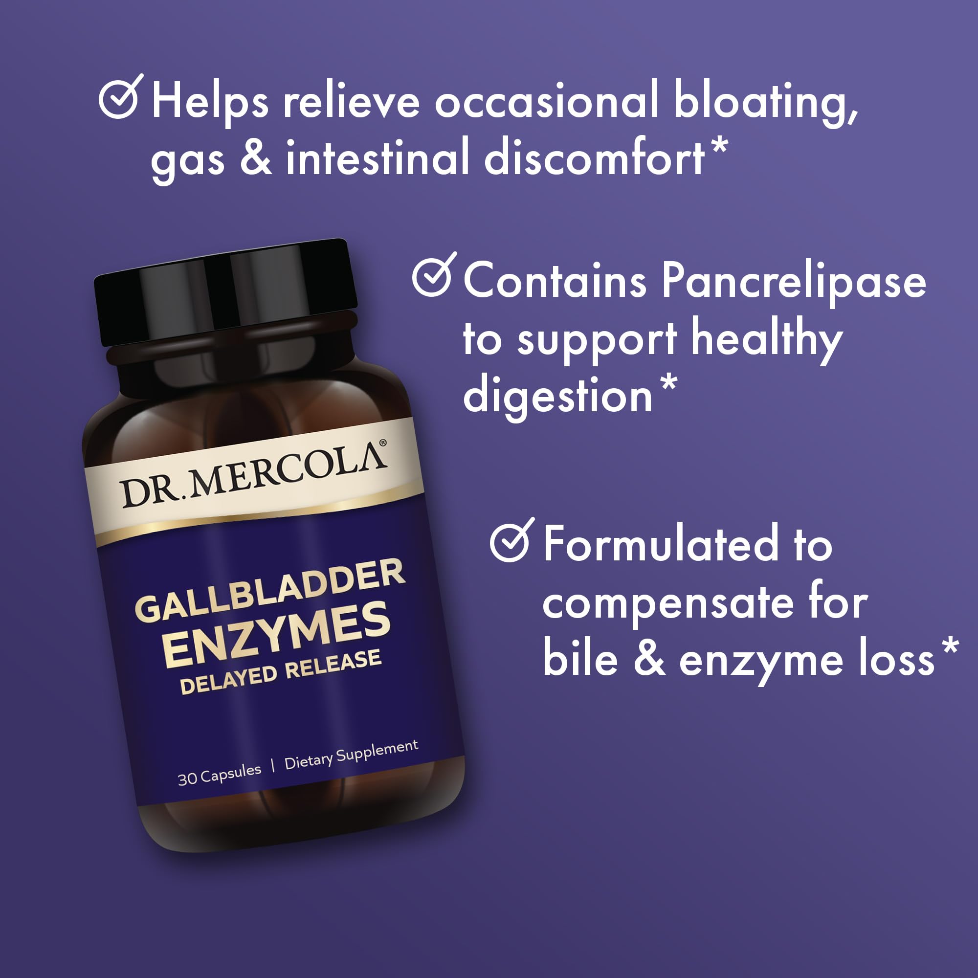 Dr. Mercola Multi-Enzyme Supplement capsules on a wooden table