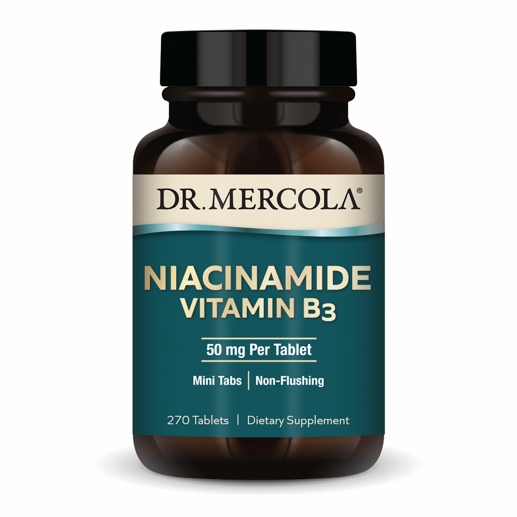 Dr. Mercola Niacinamide Vitamin B3 Mini Tablets 50mg front view
