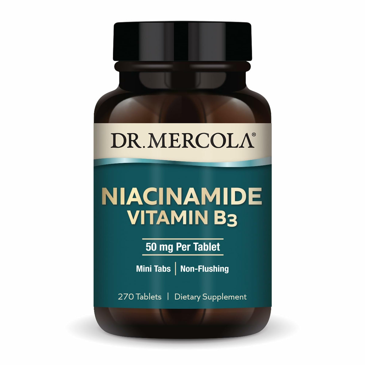 Dr. Mercola Niacinamide Vitamin B3 Mini Tablets 50mg front view