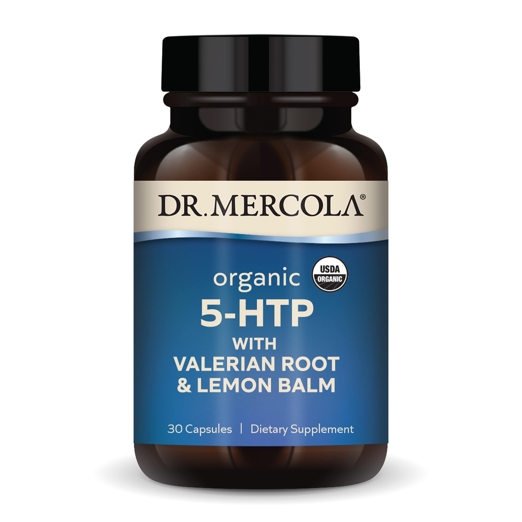 Dr. Mercola Organic 5-HTP with Valerian Root & Lemon Balm front view