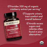 Dr. Mercola Organic Cranberry Supplement 500mg bottle side view