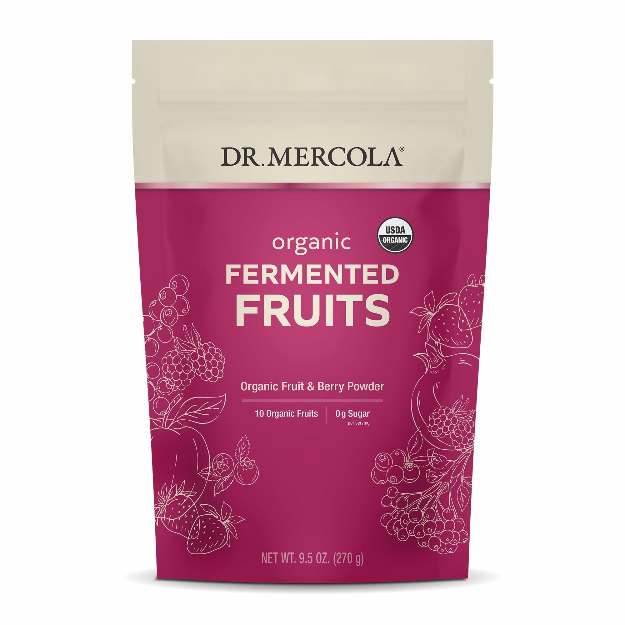 Dr. Mercola Organic Fermented Greens and Fruits Powder front view