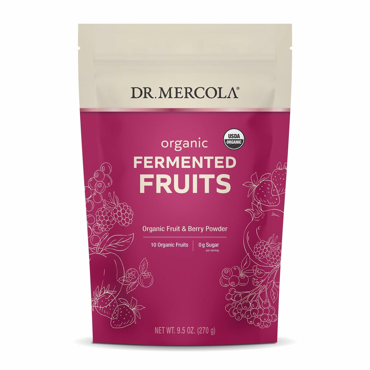 Dr. Mercola Organic Fermented Greens and Fruits Powder front view