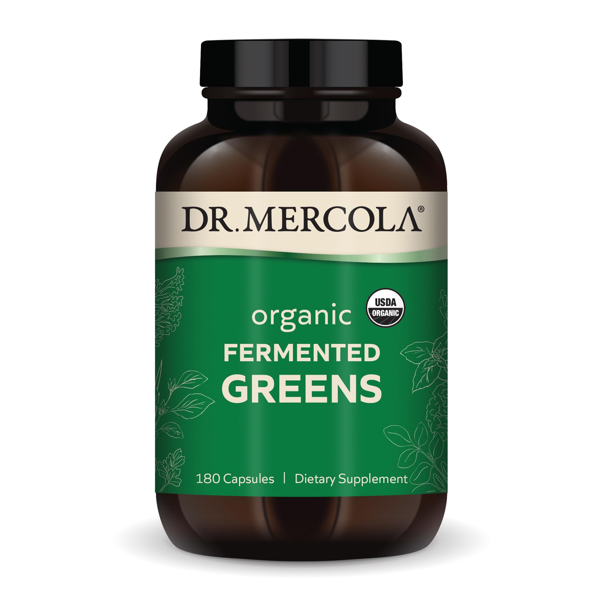 Dr. Mercola Organic Fermented Greens Capsules front view