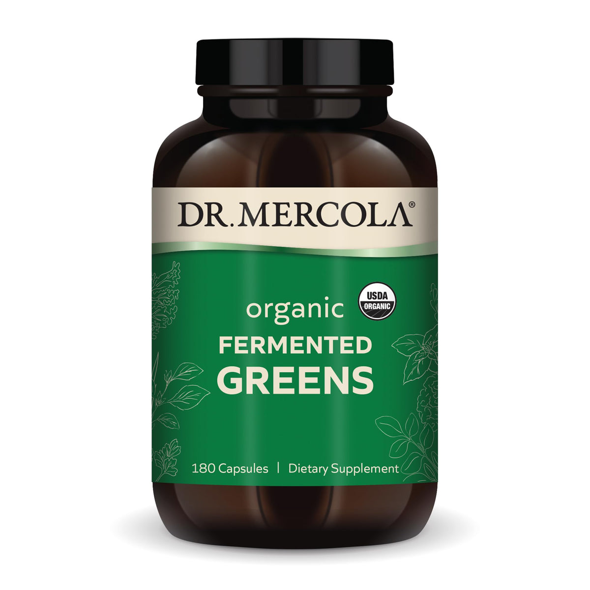 Dr. Mercola Organic Fermented Greens Capsules front view