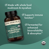 Dr. Mercola Organic Fermented Mushroom Complex 227g with ingredients list