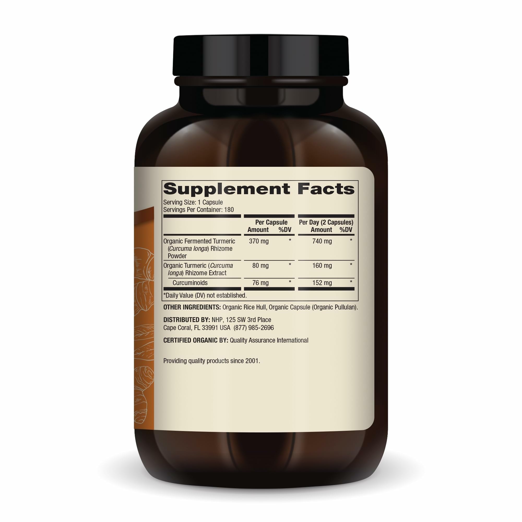 Dr. Mercola Organic Fermented Turmeric Capsules side view
