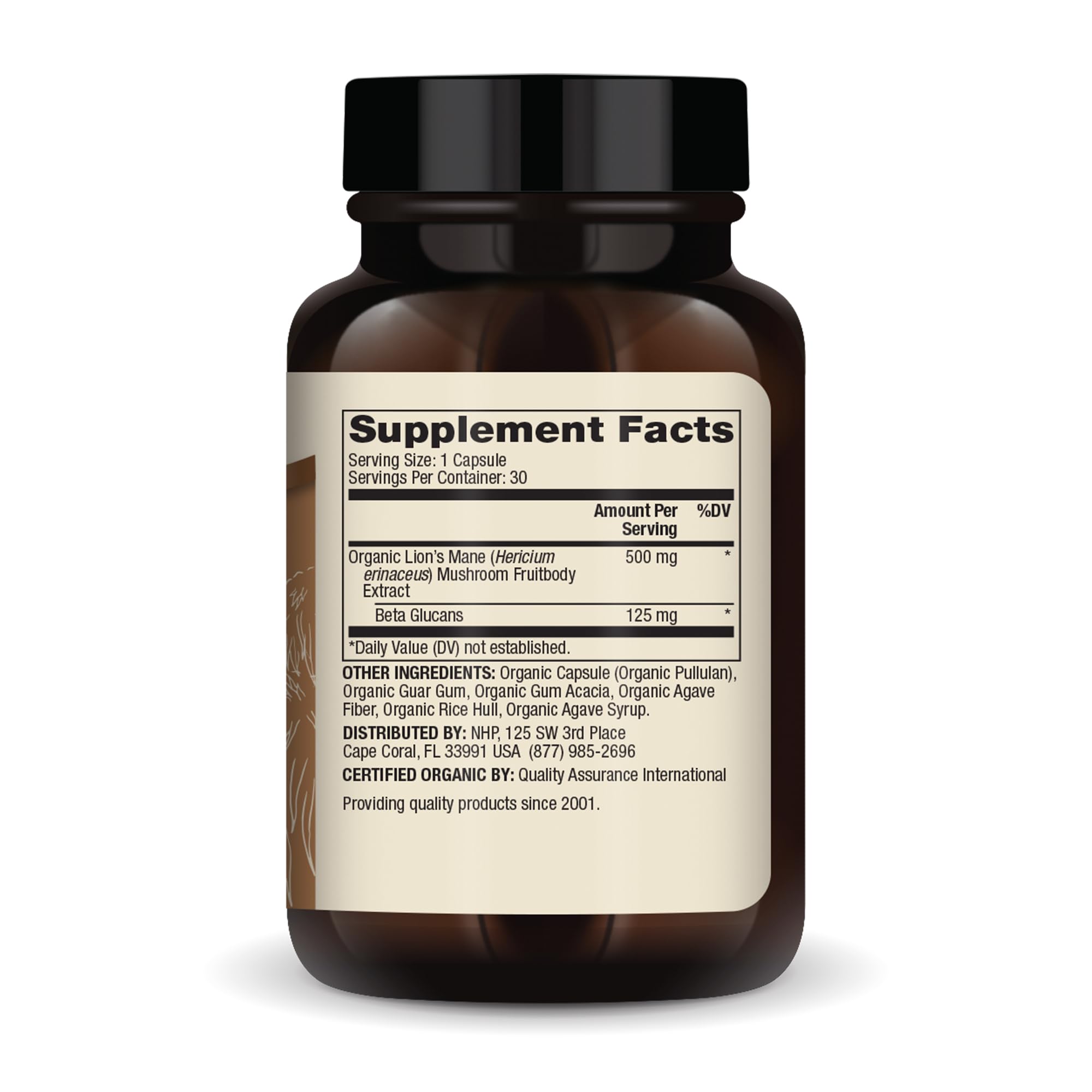 Dr. Mercola Organic Lion’s Mane Mushroom Extract 500mg bottle with label