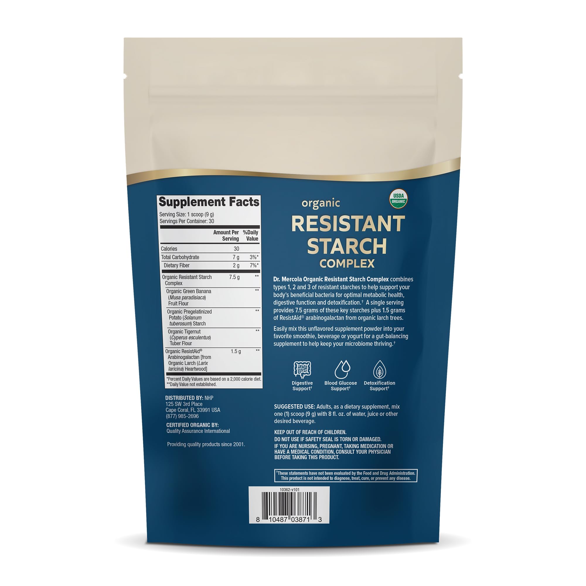 Dr. Mercola Organic Resistant Starch Complex 280g packaging
