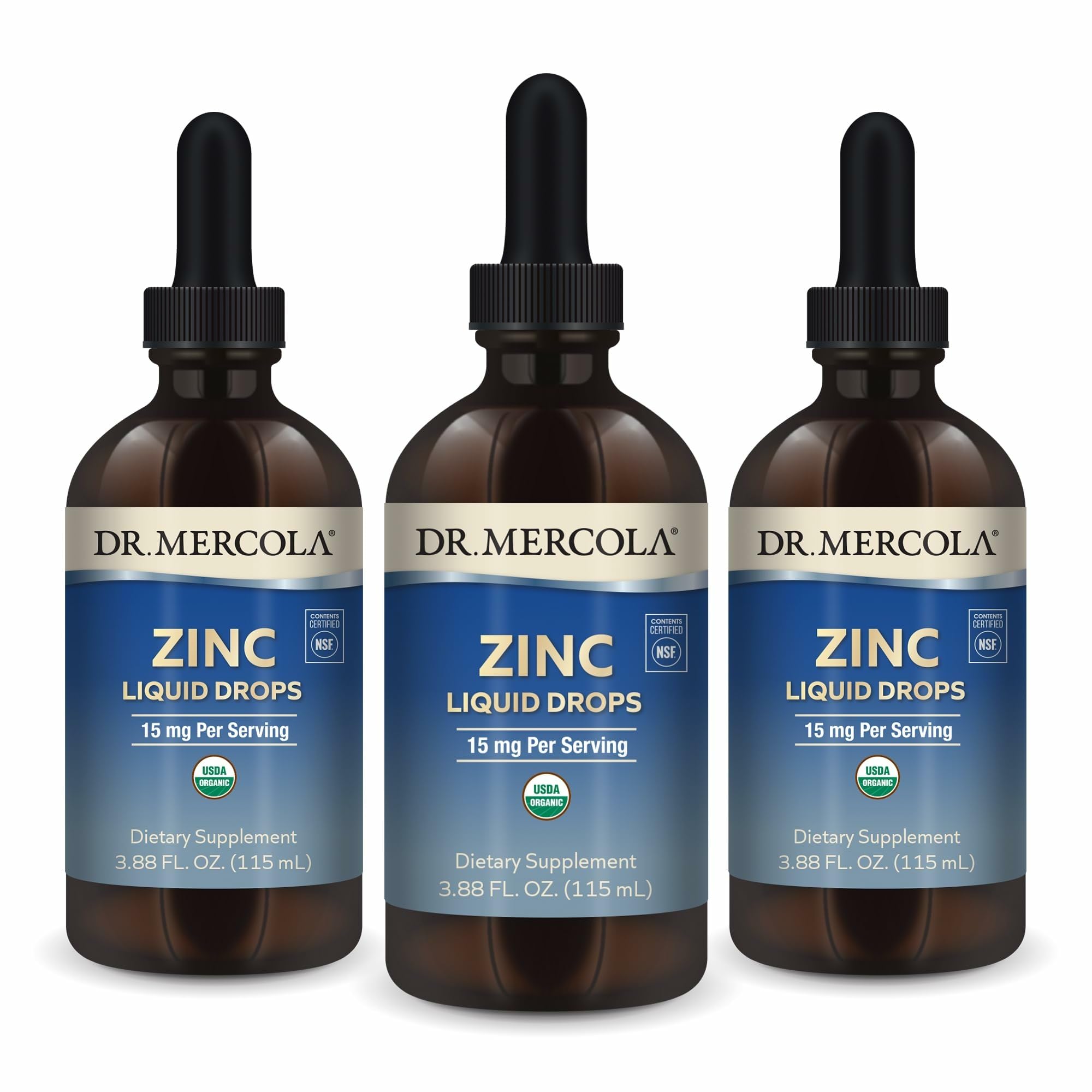 Dr. Mercola Organic Zinc Liquid Drops 15mg front view