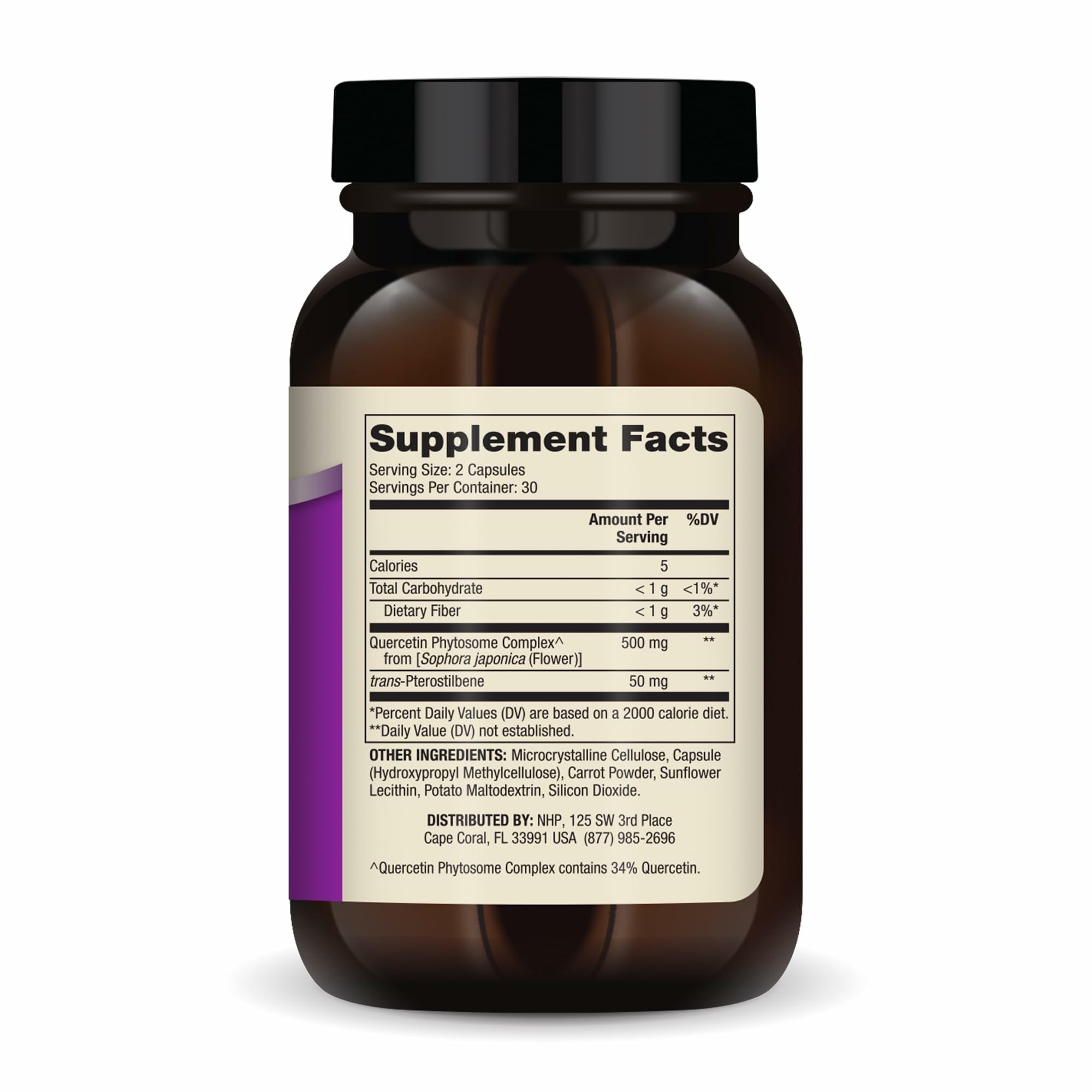 Dr. Mercola Quercetin and Pterostilbene Advanced 113g side view