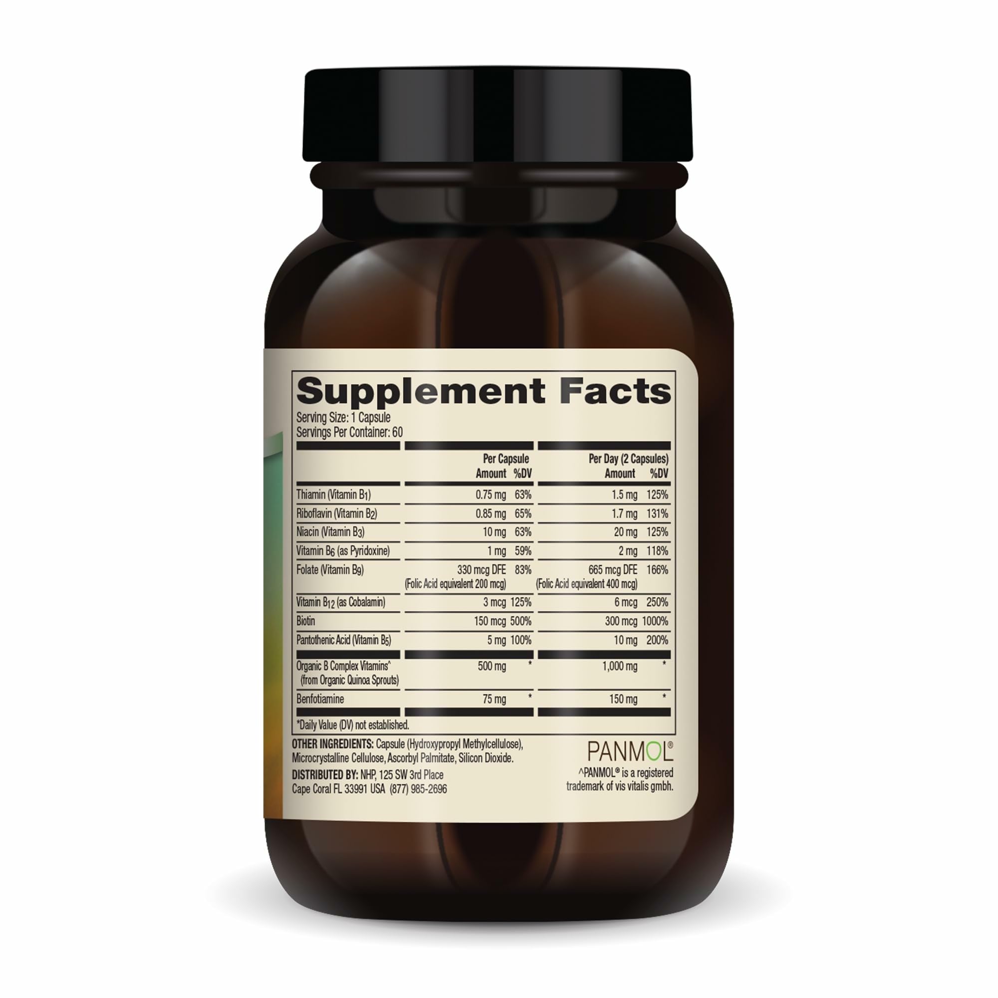 Dr. Mercola Vitamin B Complex with Benfotiamine 150mg side view