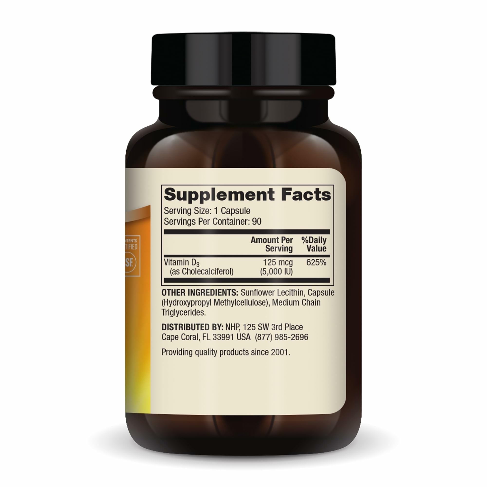 Dr. Mercola Vitamin D3 Liposomal 5000 IU 90 capsules side view