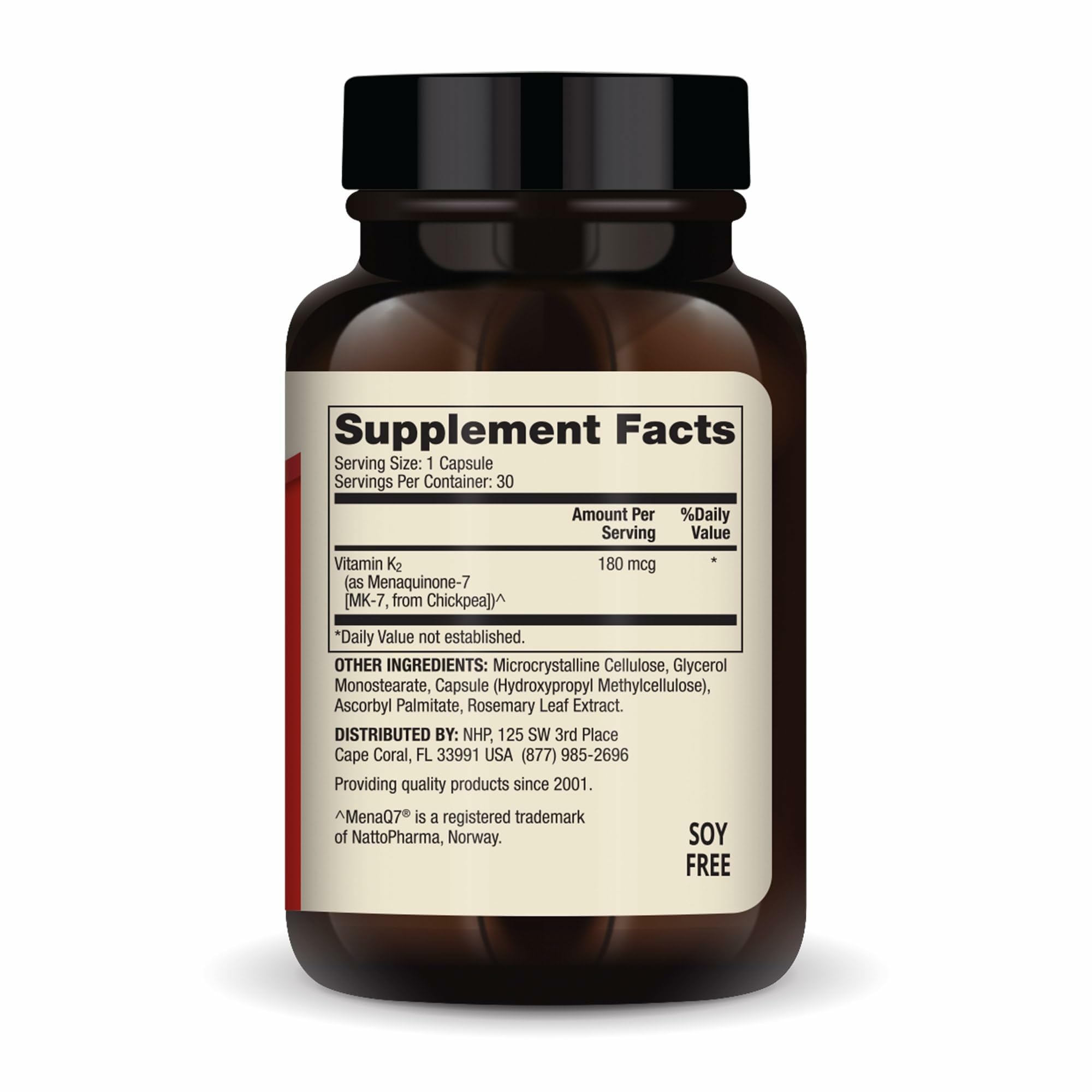 Dr. Mercola Vitamin K2 Capsules 180 mcg back view