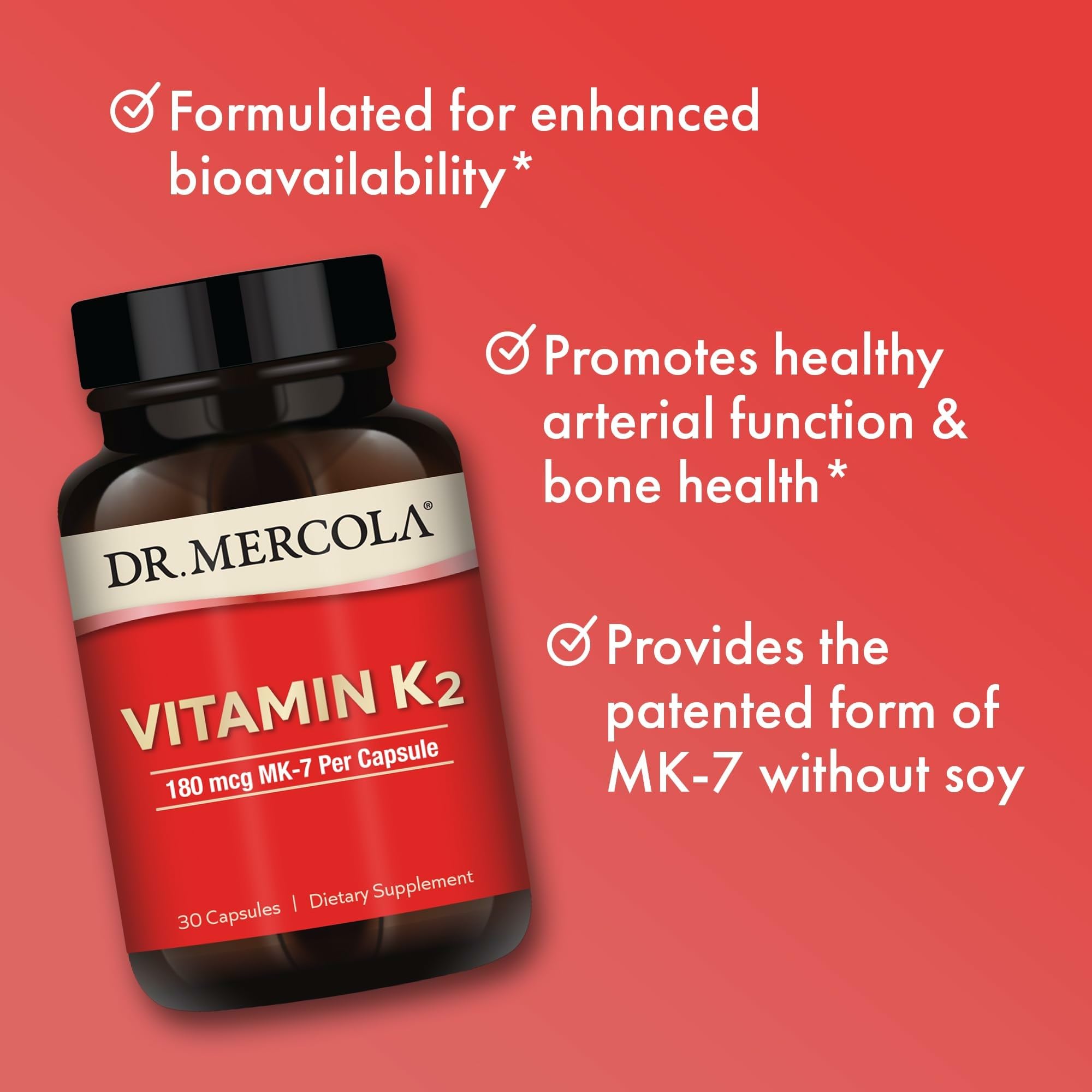 Dr. Mercola Vitamin K2 Capsules 180 mcg packaging