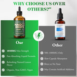 Dr. Miraculous NAD+ Drop liquid supplement lifestyle scene on a kitchen counter