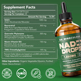 Dr. Miraculous NAD+ Drop liquid supplement showing natural lemon flavour