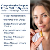 DR.MORGAN PQQ + CoQ10 Supplement capsules on a wooden table