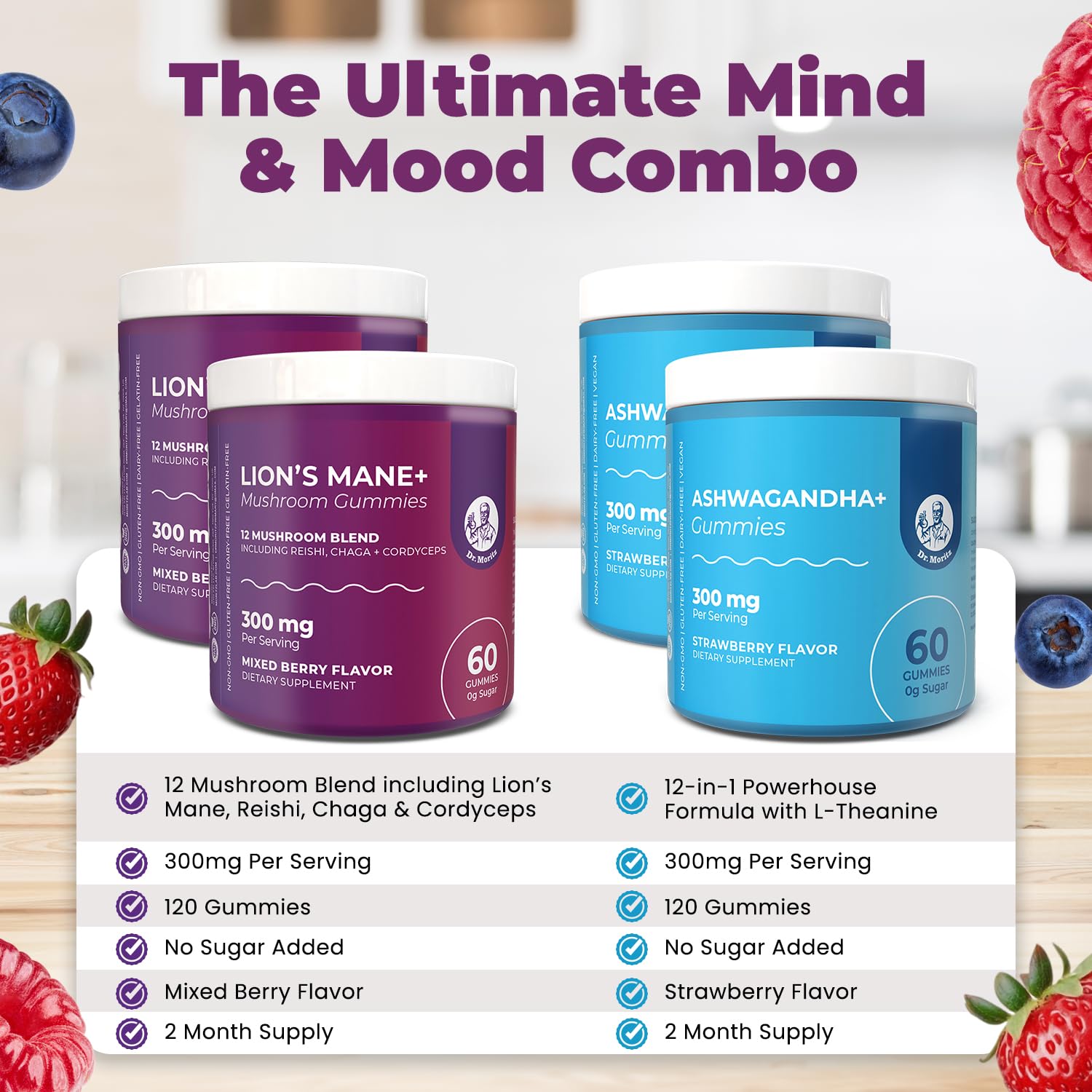 DR. MORITZ Ashwagandha Gummies showing ingredients list