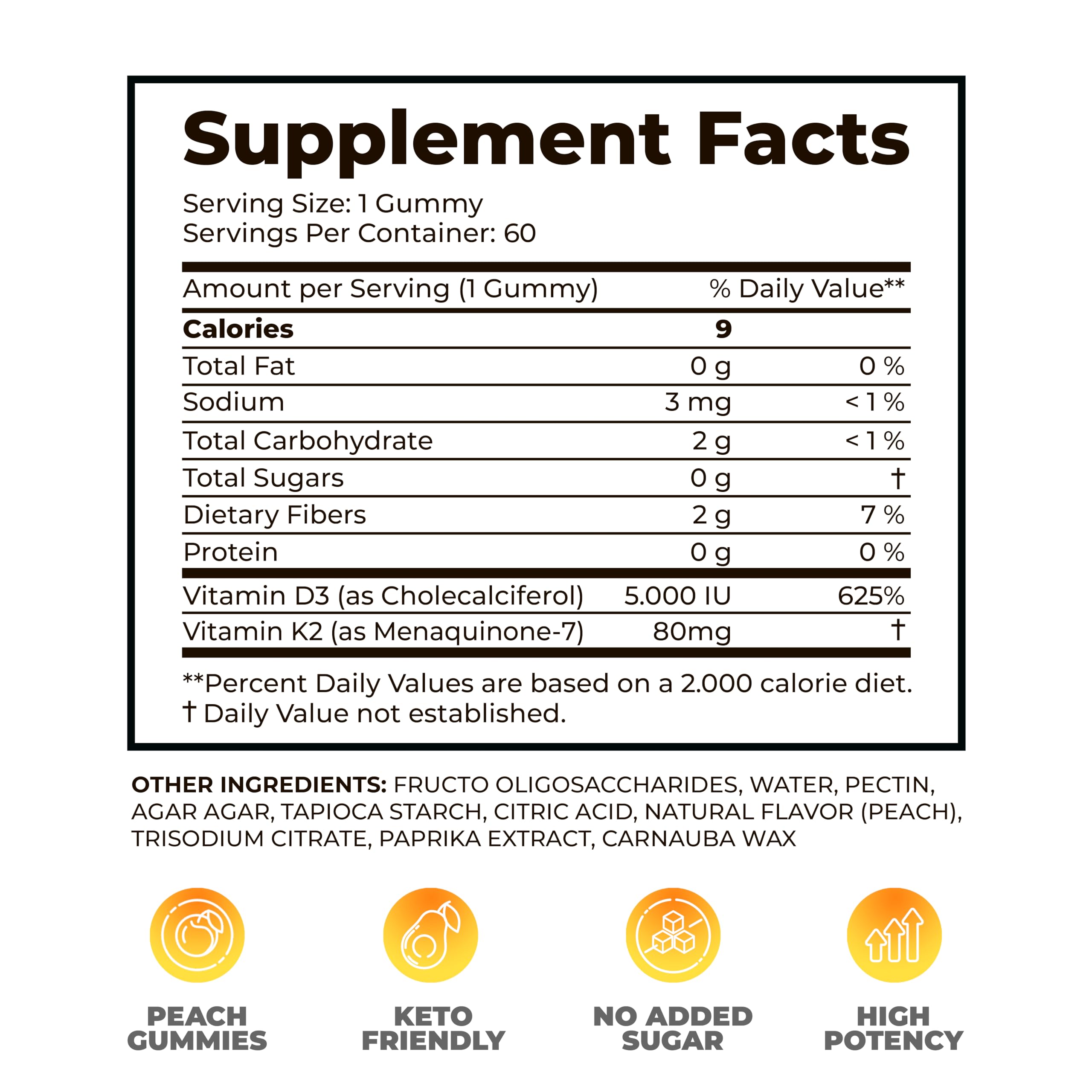 DR. MORITZ Chewable Vitamin D3 K2 Gummies 5000 IU Peach flavour packaging