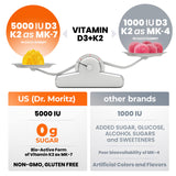 DR. MORITZ Chewable Vitamin D3 K2 Gummies with fresh peaches