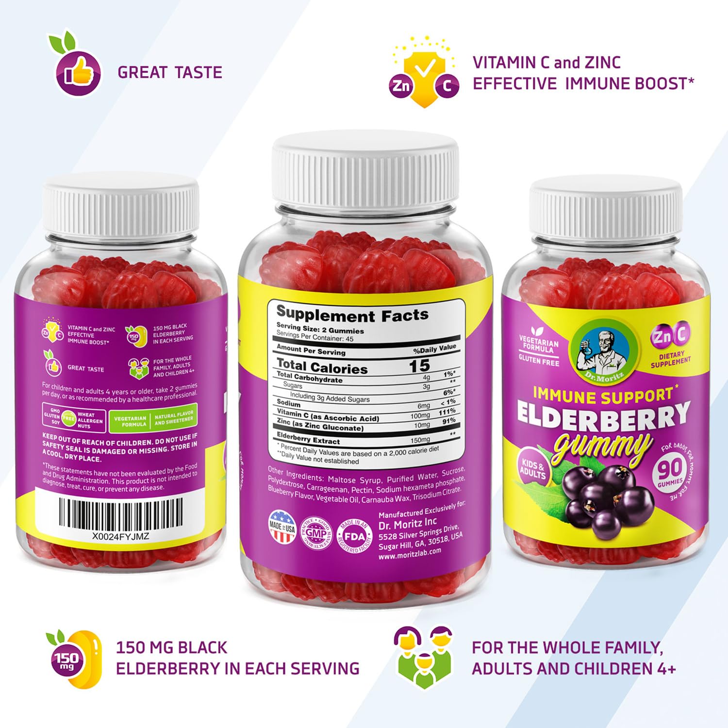DR. MORITZ Elderberry Gummies close-up of gummies