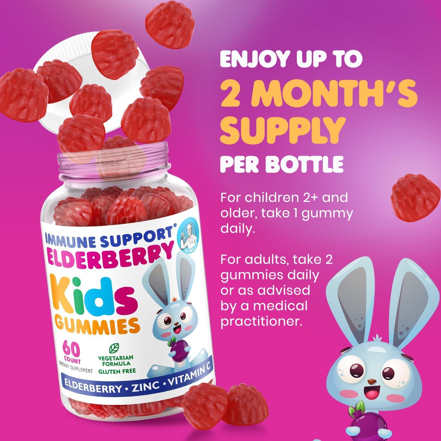 DR. MORITZ Elderberry Gummies packaging with a cheerful child
